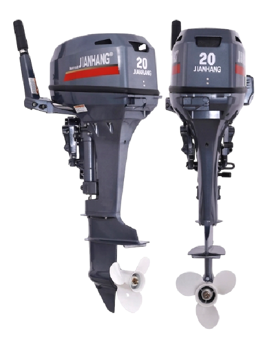 Two 20HP outboard motors splashing on water