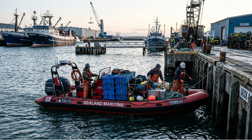 Commercial boat at dock
