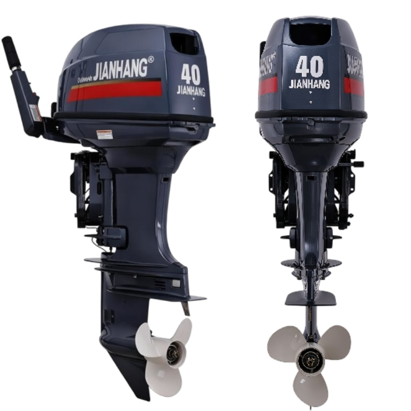 Two 20HP outboard motors splashing on water